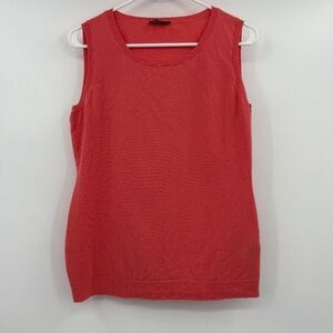 Lafayette 148 Top Women Large Pink Coral Wool Sleeveless Knit Sweater Round Neck